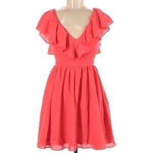 Asos Coral Dress with Ruffles